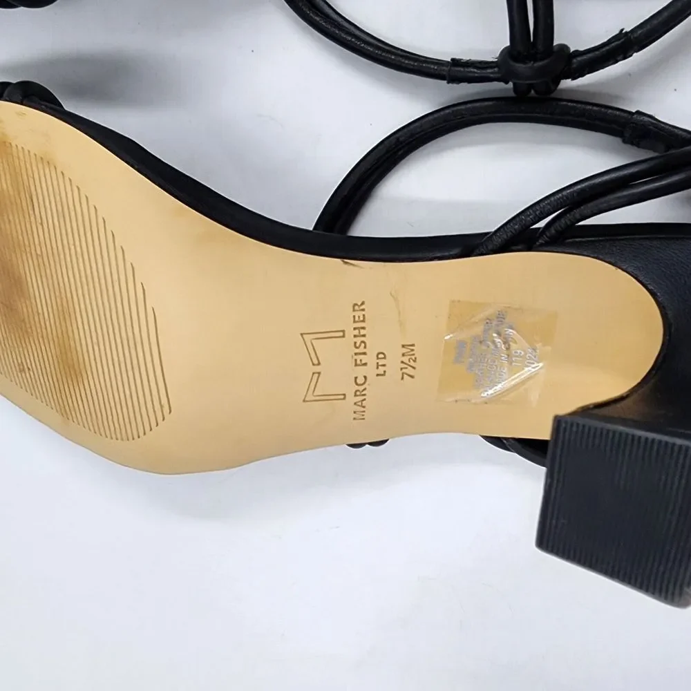Marc Fisher LTD. Davia Square Toe Sandals Women's 7.5 Black Slingback Strap~ - Picture 13 of 15